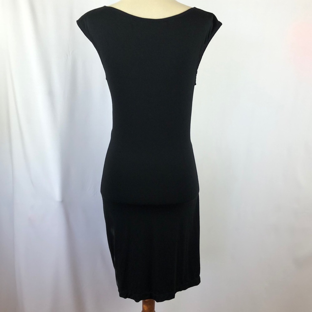 Max Studio Little Black Dress with Asymmetrical Front and Ruching - Size Small - Picture 5 of 8